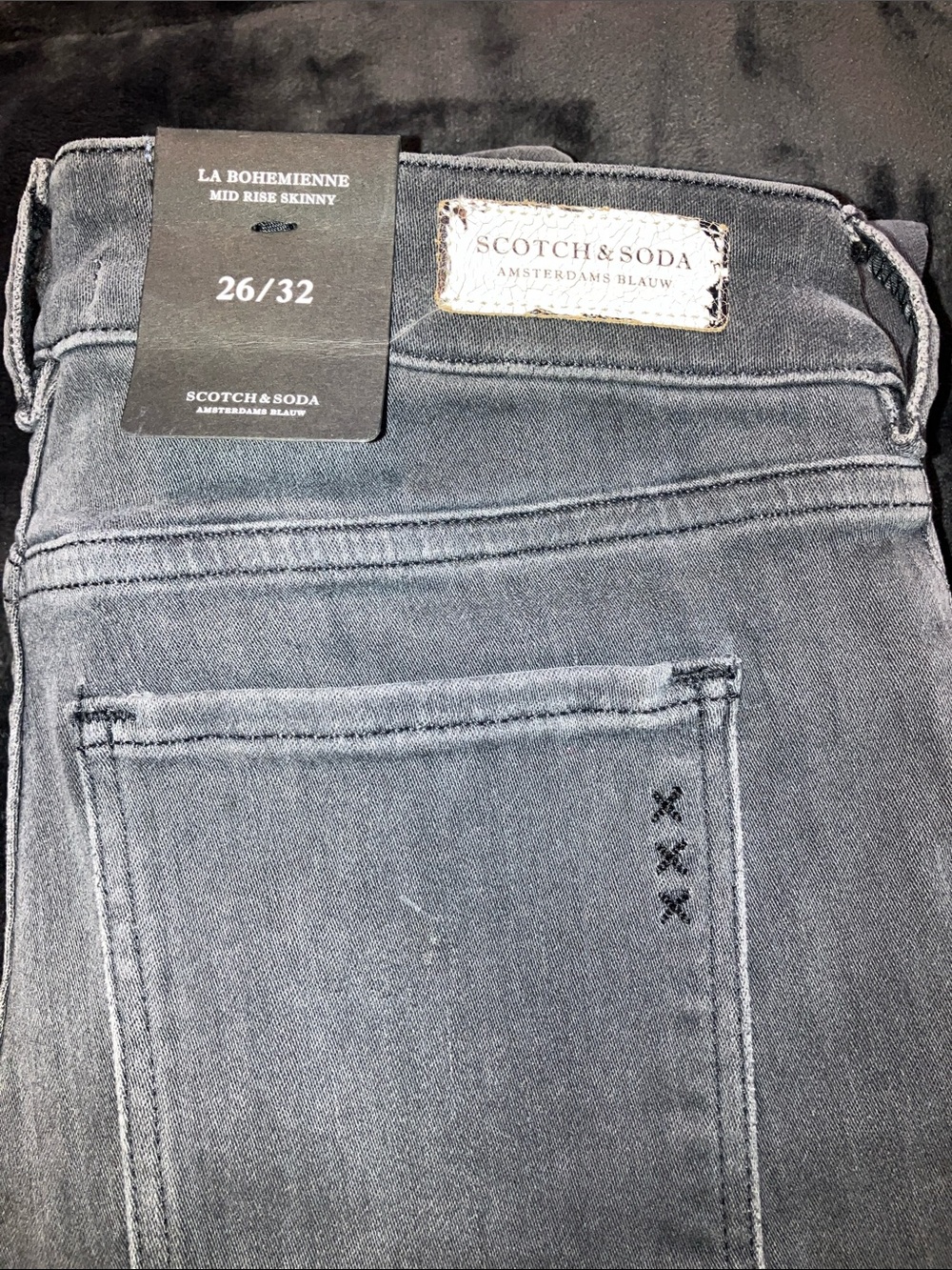 Scotch & Soda La Bohemienne Faded Gray Distressed Mid Rise Skinny Jeans